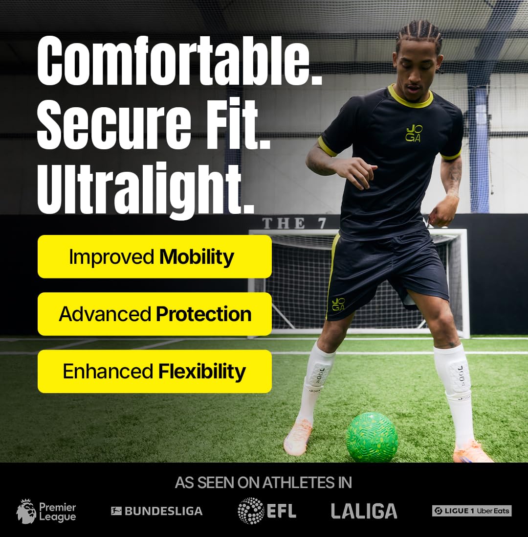 JOGA Parastinchi da calcio, protezione avanzata per giocatori tecnici e alari, design ultra leggero e adattabile, con schiuma resistente agli urti
