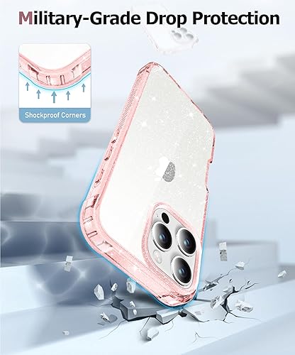 Miniatura 179 de MIODIK Funda compatible con iPhone 13 Pro, con protector de pantalla + protector de lente de cámara, funda protectora de purpurina transparente