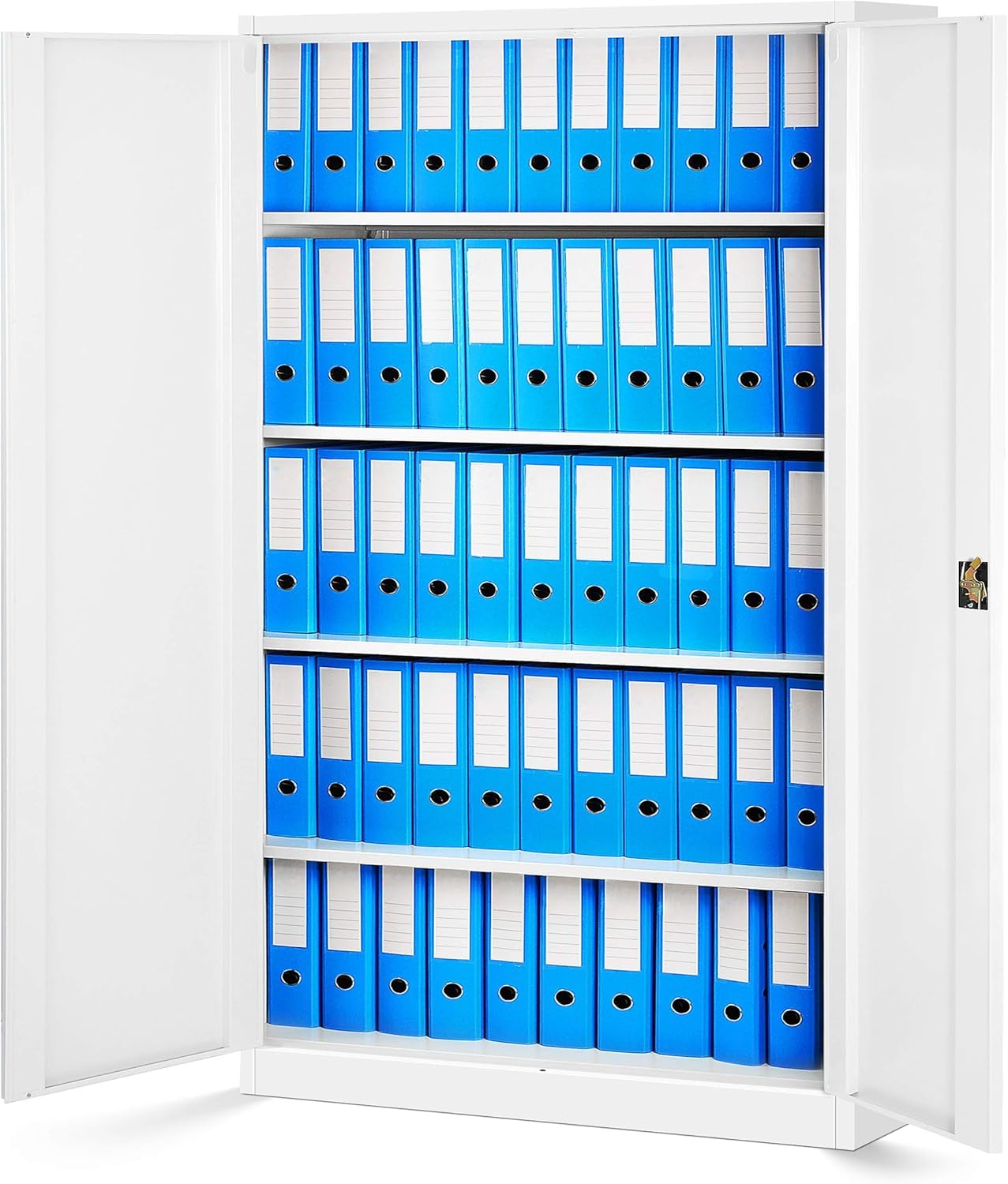 Jan Nowak Metallschrank Jan II 185 x 115 x 40 cm - Aktenschrank abschließbar mit 2 Türen, Mehrzweckschrank mit 5 Ebenen, Büroschrank aus Stahlschrank mit Pulverbeschichtung - Weiß