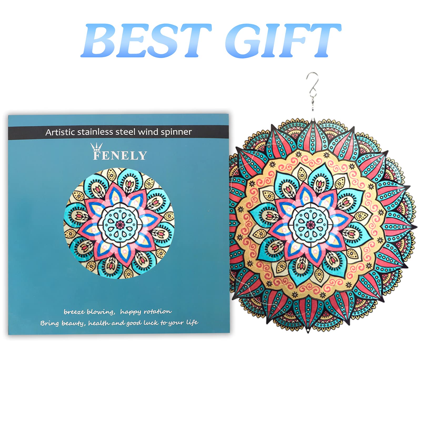 Wiatr Spinner Yard Art Garden Decor Mandala 3D metalowe rzeźby ze stali nierdzewnej kinetyczne wiszące wiry dekoracje podwórko na zewnątrz wewnątrz na zewnątrz patio ozdoby prześwit łapacz słońca wiatrak