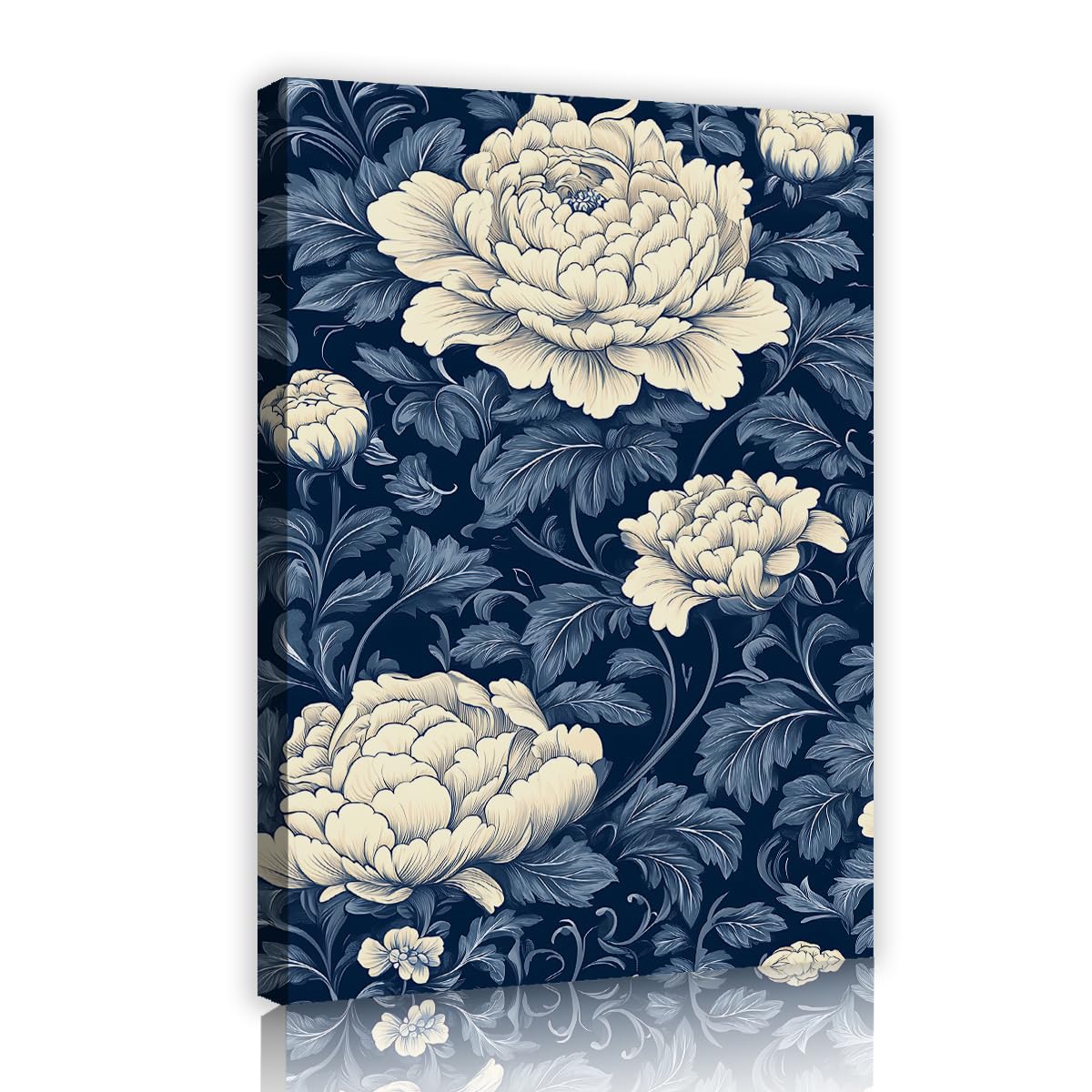 TOANGWALL Peony Flower Painting Vintage Chinoiserie Pictures Canvas Wall Art Traditional Floral Poster Baroque Artworks for Hallway Office Decor 75x115cm
