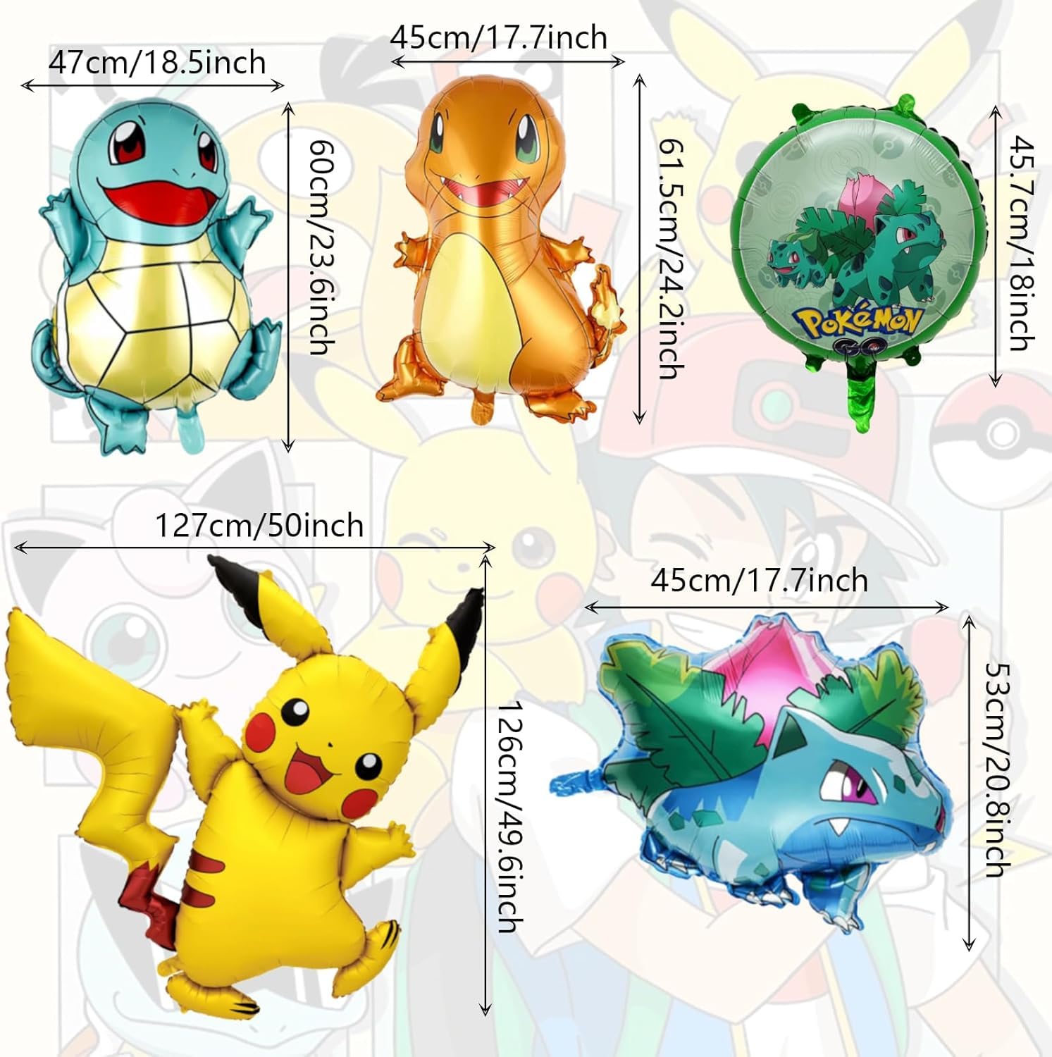 Amazon | クラシックポケモンアルミバルーンセット 6 個入り - 鮮やか