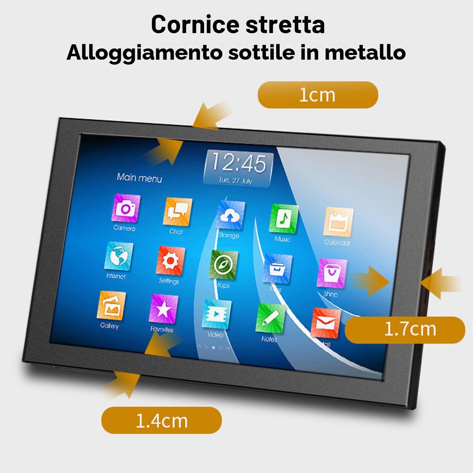 Elprico Schermo IPS da 10 Pollici Mini Monitor con Angolo di Visualizzazione a 178 °, Multimedia HD per DVR da Gioco, Lavoro per Uffici dello Schermo a Specchio, Altoparlanti Integrati,