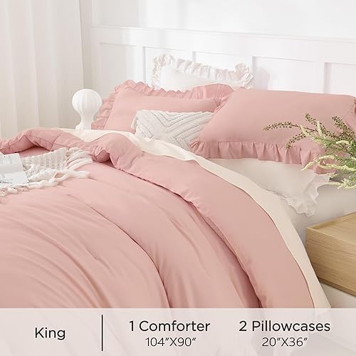 Miniatura 5 de Andency Juego de edredón ruborizado con volantes, juego de edredón para niños de 2 piezas individual (66 x 90 pulgadas), juego de edredón chic