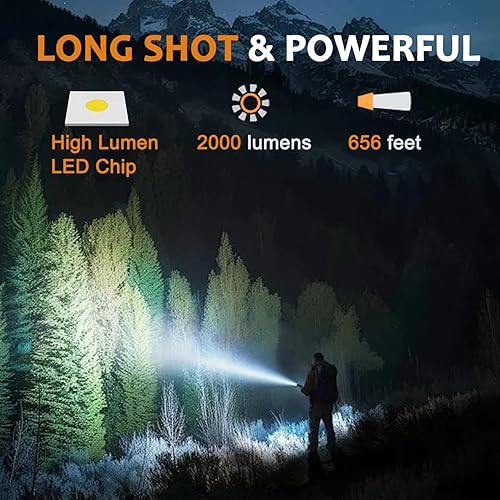 Miniatura 2 de KZK Linterna LED, linterna táctica brillante de 2500 lúmenes, 5 modos de haz zoomable, impermeable y duradera para campamento, al aire libre,
