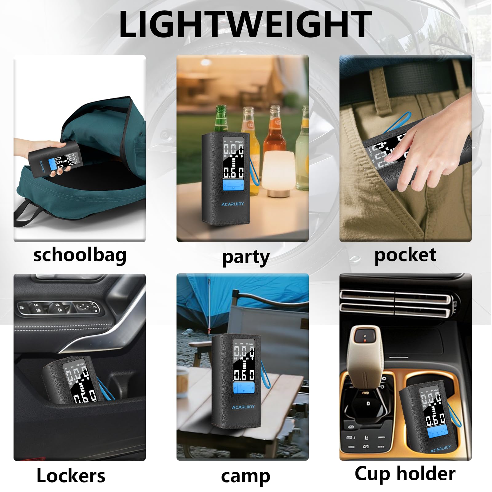 Tire Inflator Portable Air Compressor Fit for BMW X5 F15 2013-2018 3X Faster Inflation Emergency LED Flashlight Auto-Shutoff — view 7