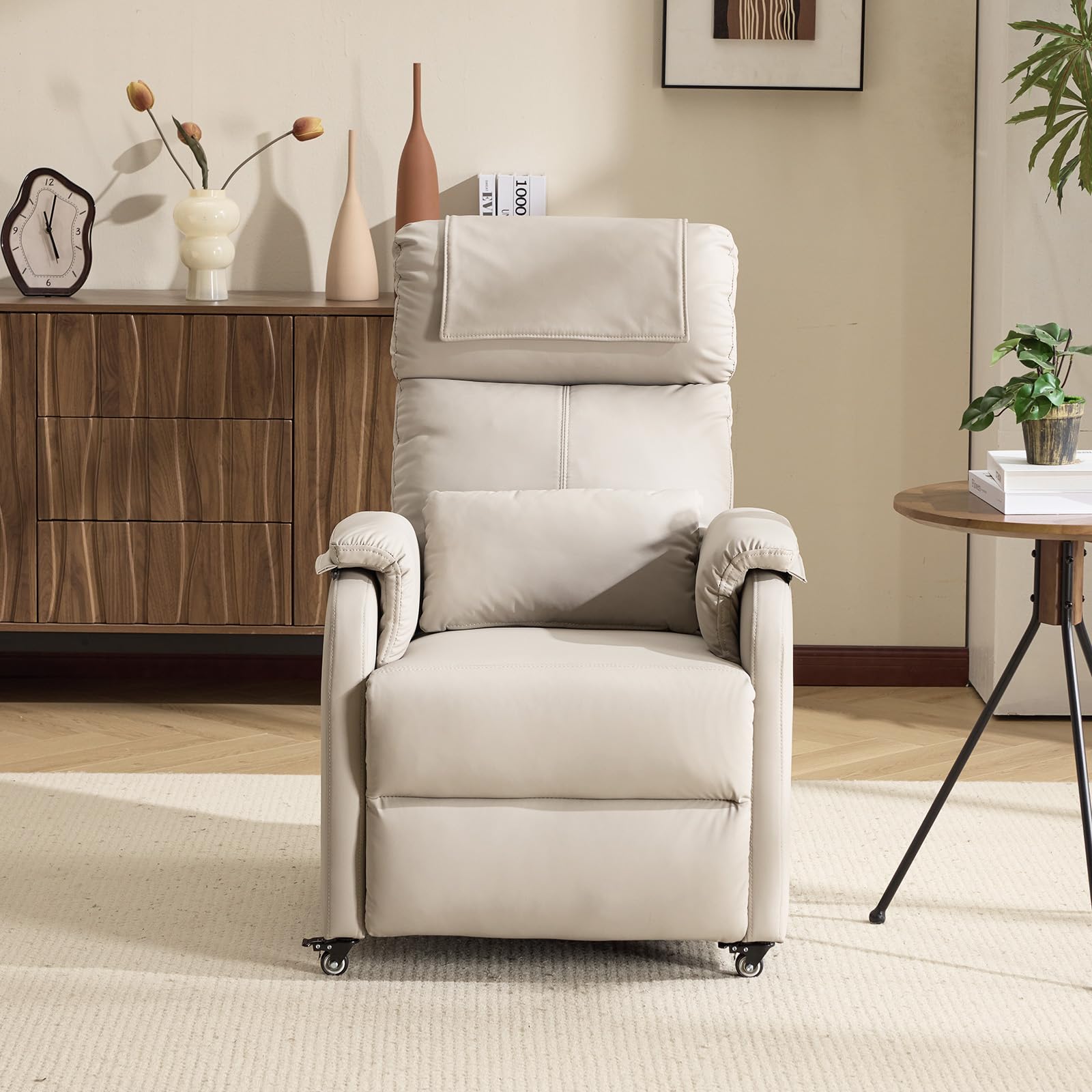 Bonnlo Poltrona per relax, poltrona per televisione, poltrona massaggiante elettrica con funzione reclinabile, poltrona TV, massaggio a 2 punti e funzione di calore, porte USB-C e USB-A, 1 tasca