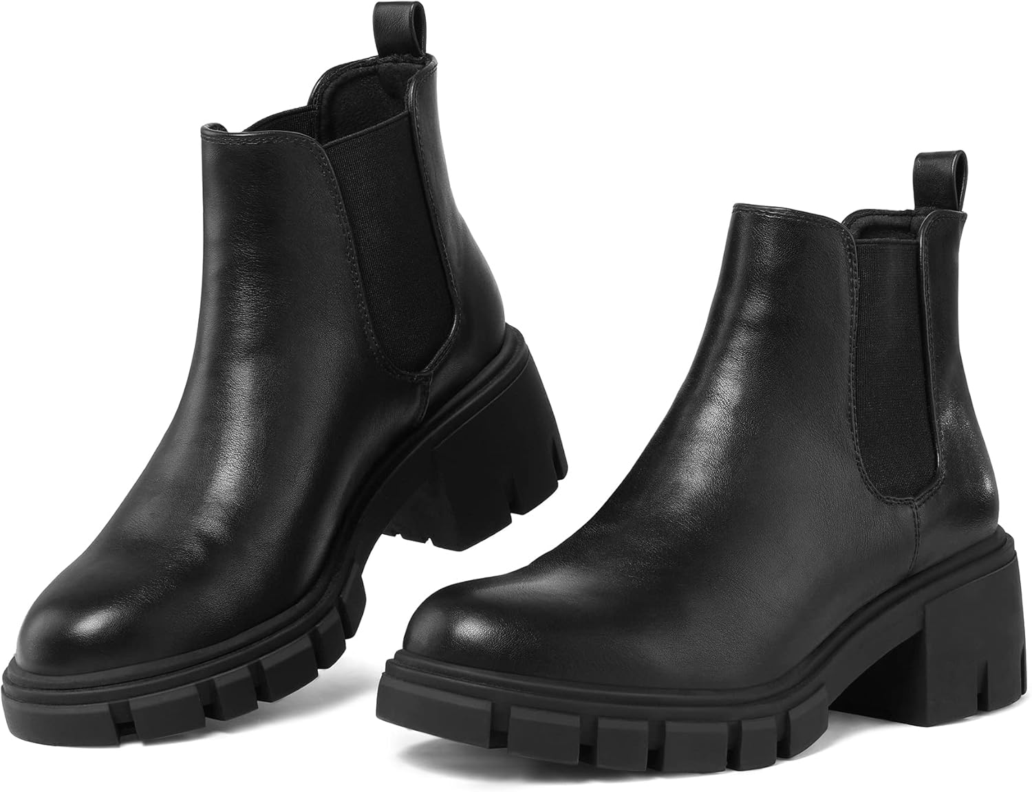 mysoft Women's Platform Chelsea Boots Lug Sole Slip On Chunky Block Heel Ankle Booties - Image 6