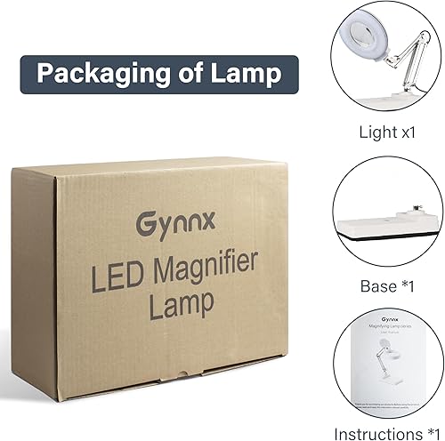Miniatura 9 de Gynnx Lámpara de aumento LED, lámpara de escritorio con lupa regulable 10X, lente de lupa de 5 pulgadas con 120 LED brillantes, base de soporte