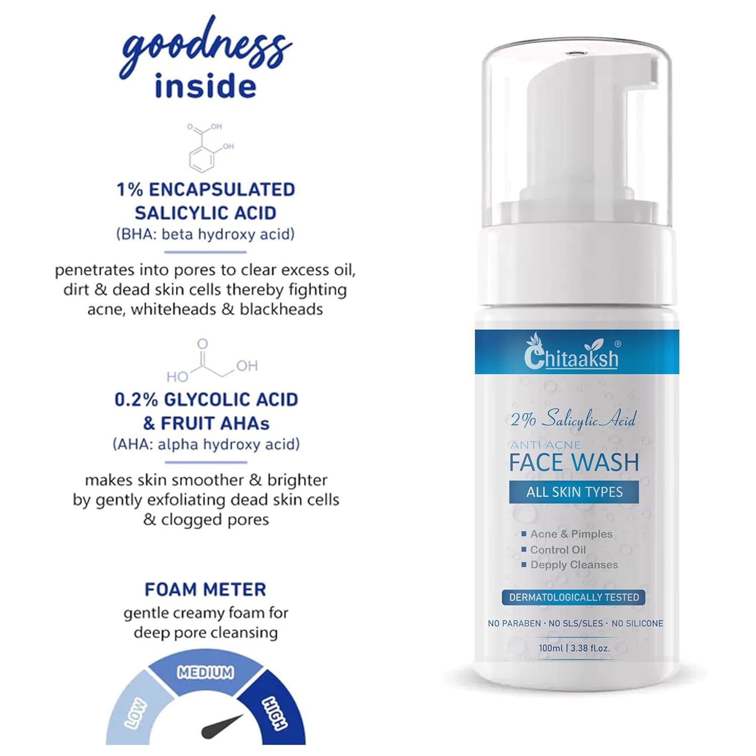 Salicylic Acid Foaming Daily Face Wash with Salicylic Acid, Zinc PCA & PHA for Active Acne & clogged Pores - 100 ml Reduces Acne | Unclogs Pores (100ml) Salicylic Acid Foaming Daily Face Wash with Salicylic Acid, Zinc PCA & PHA for Active Acne & clogged Pores - 100 ml Reduces Acne | Unclogs Pores (100ml)