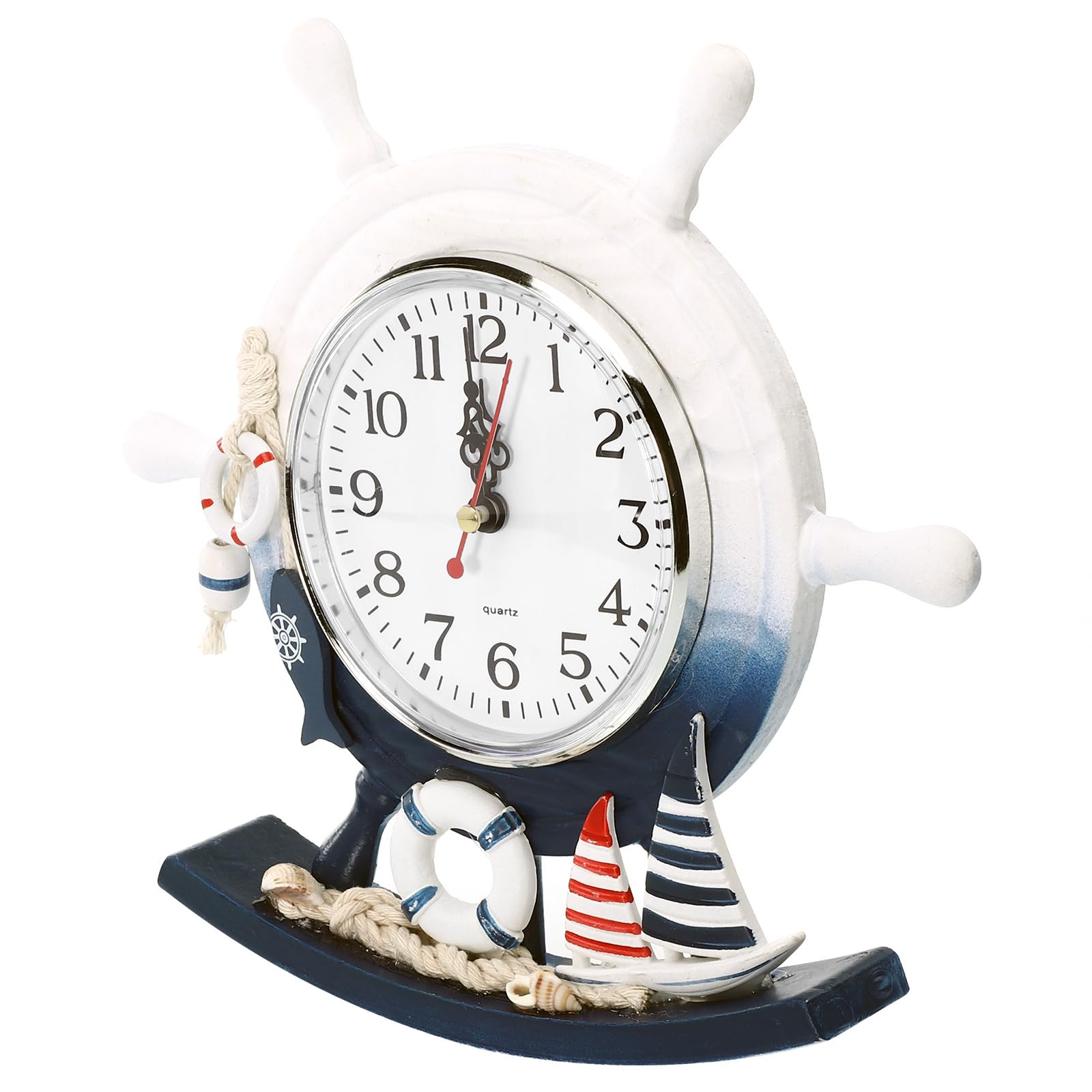 Reloj de mesa sin tic tac para sala de estar de madera mediterranea