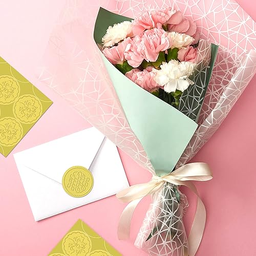Miniatura 5 de Zonon 100 sellos dorados de cera en relieve, adhesivos de papel de aluminio redondos en relieve, calcomanías de papel de aluminio, certificado de