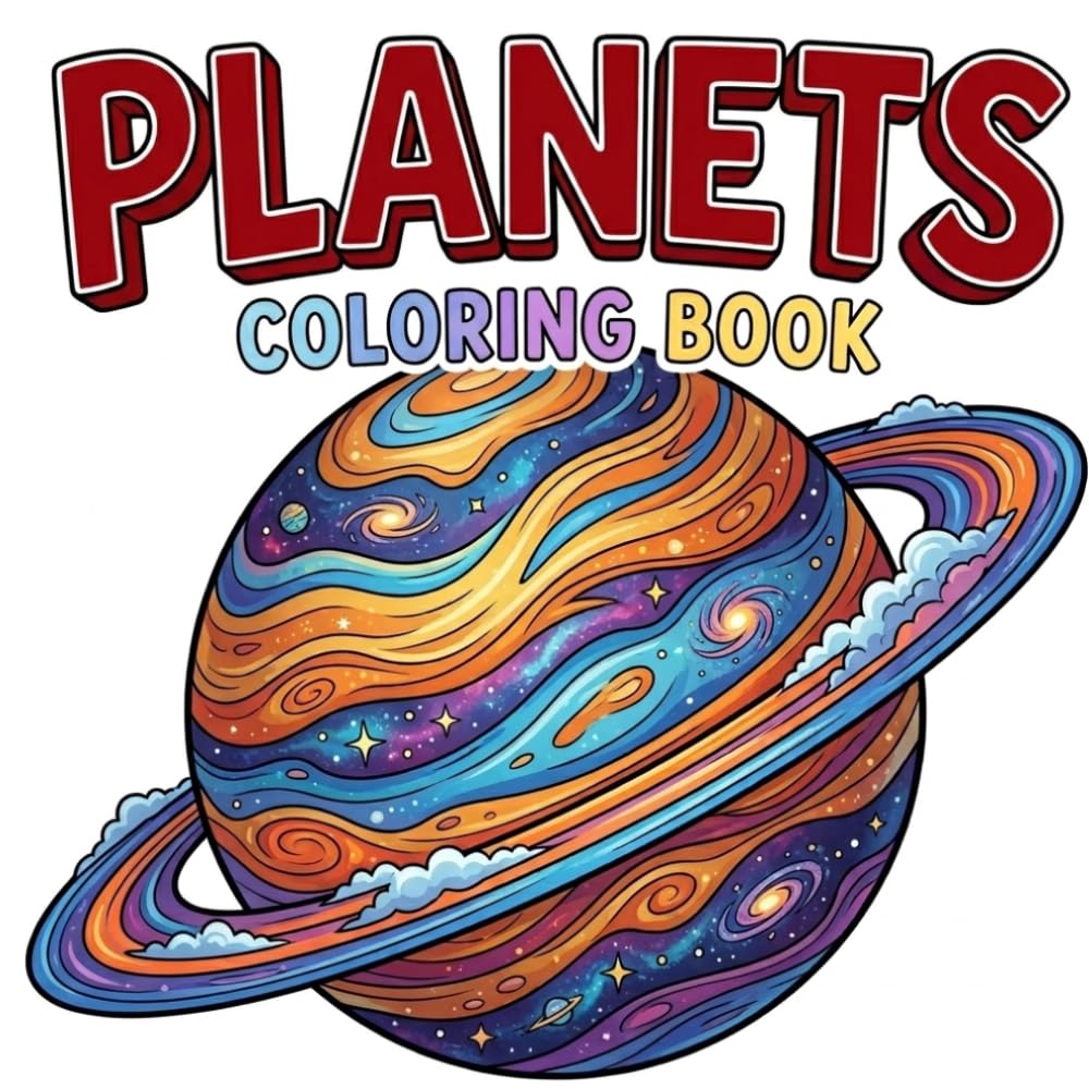 Planets Coloring Book for Kids Ages 3–5: Solar System, Planets, Earth, Moon, Rockets and Space Machines | Big Simple Space Objects with Bold Thick Lines for Toddlers (My First Space Coloring Series)