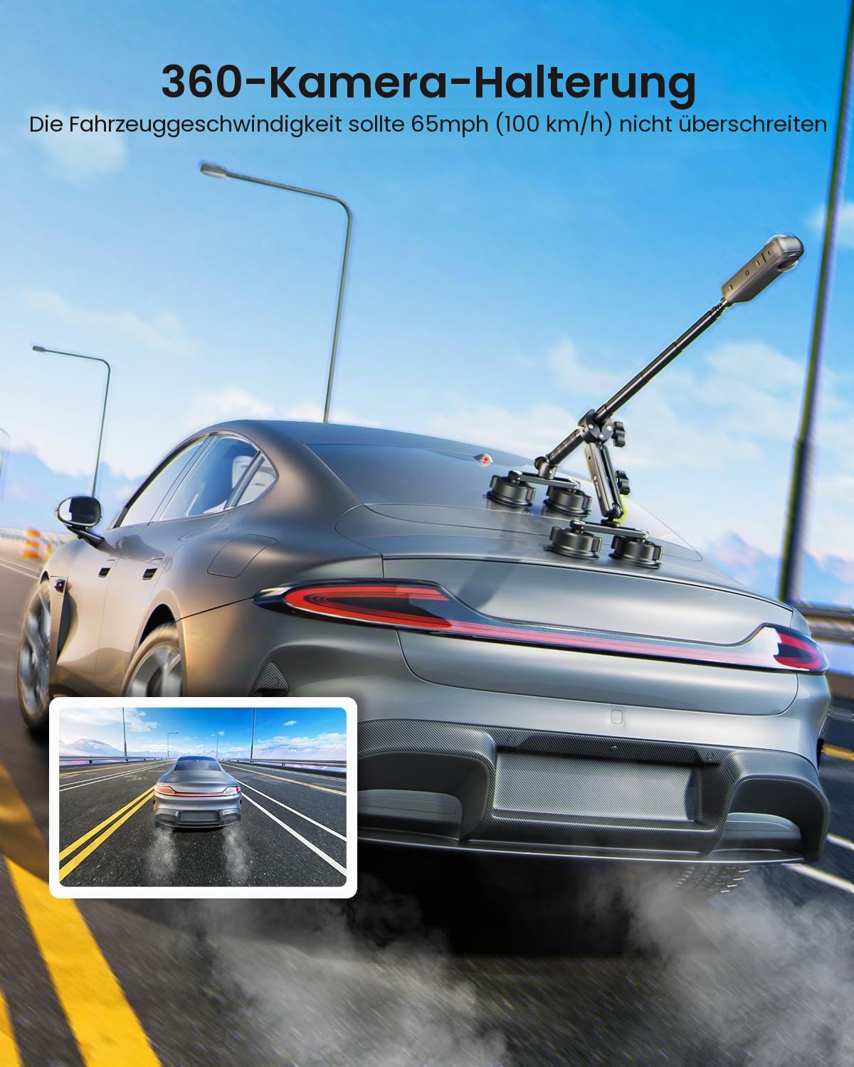 4 Saugnapf-Autohalter-Set für Insta360 X5 X4 Action Kamerahalter | Car stativ für Insta360 X5 zubehör, 360 kamera halter für GoPro, saugnapf halter für Osmo Action 6/5, auto rennen reise vlog