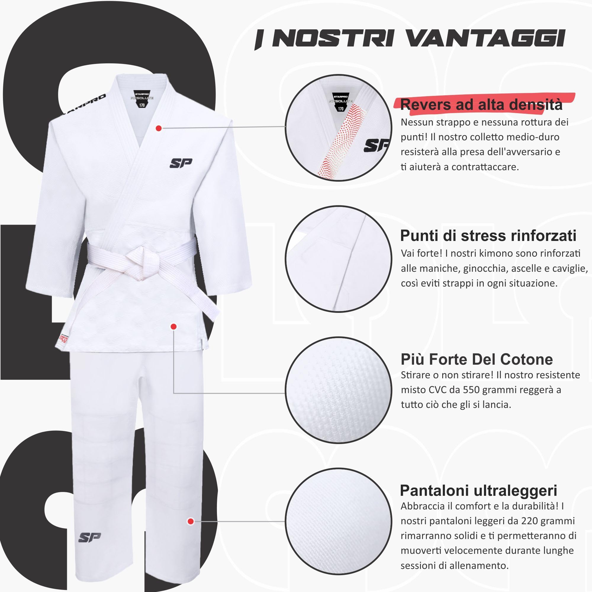 Starpro Kimono Judo GI 350 Grammi Com Miscela di Cotone Premium. Uniforme Professionale per Allenamento e Competizioni - Biano e Blu - Uomini, Donne e Bambini - 110-190 - Senza Cintura