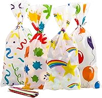 Vista 17 de 100 bolsas de celofán, bolsas de celofán transparente de 4 x 6 pulgadas, 100 lazos giratorios, para envolver regalos, embalaje de dulces, postres