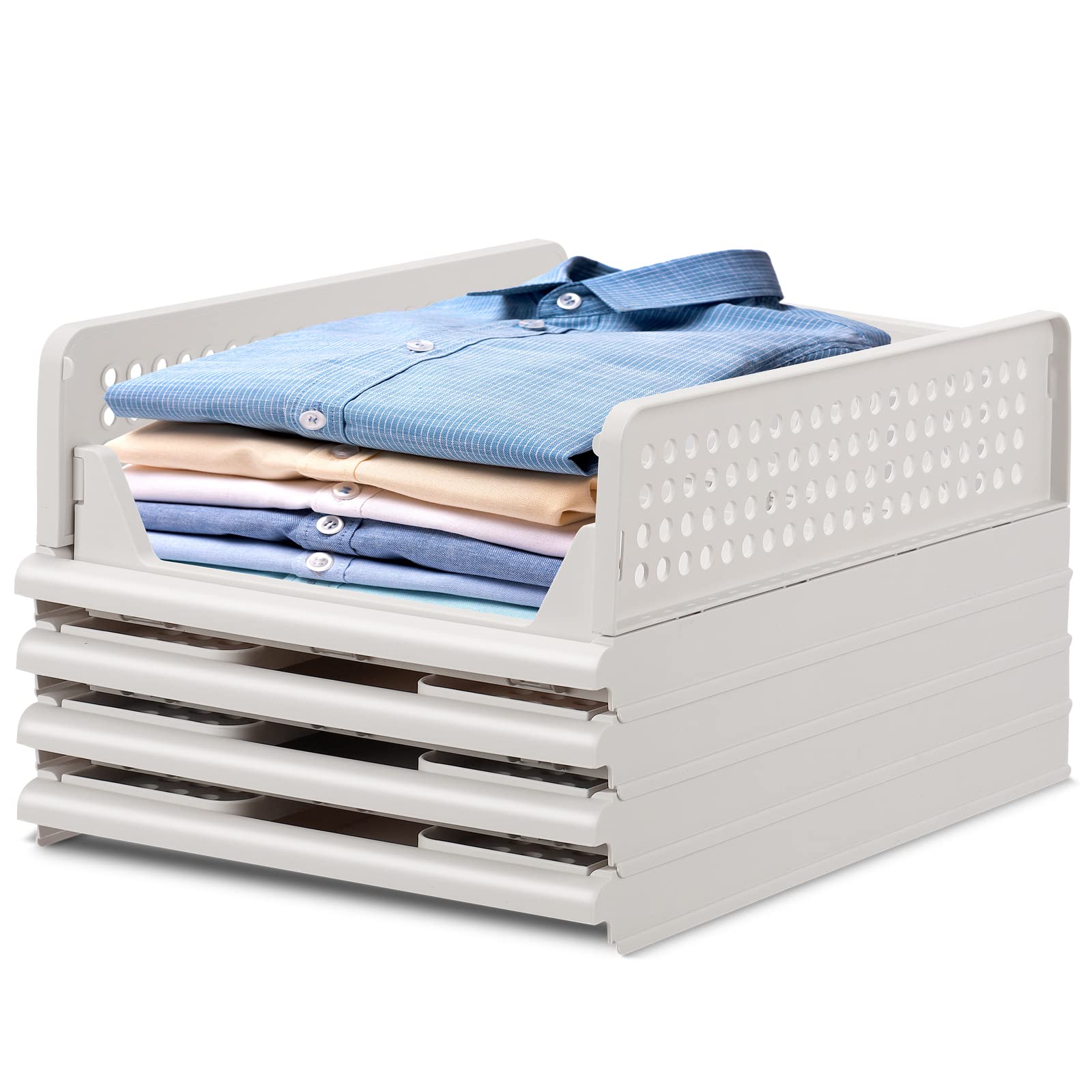 Set of 4 Wardrobe Storage Box Folding Plastic Drawer Organiser