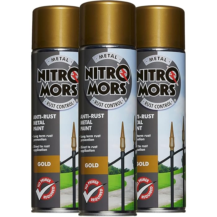 Buy Nitromors Smooth Metal Paint Gold 500ml Aerosol 3 Pack