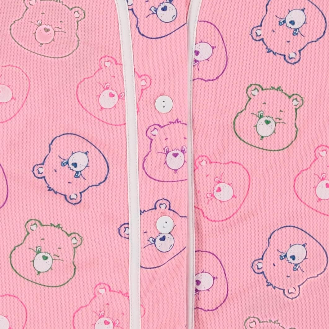 Care Bears Ladies Classic Mesh Button Down Baseball Jersey - Cheer Friend Funshine Good Luck Jersey
