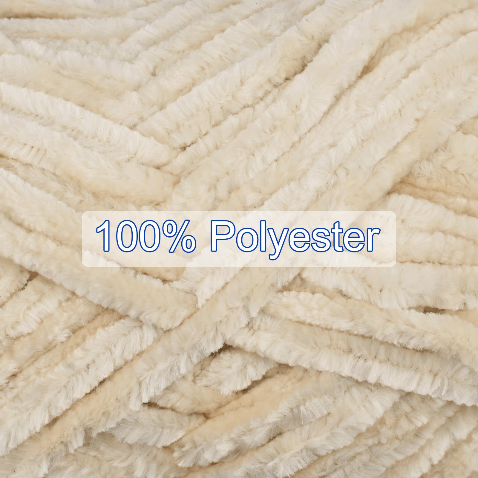 QUARKZMAN 4pz Filato di Velluto Morbido Filato di Chenille 4x100g/14.1oz (347iarde) Filato Soffice e Caldo per Maglia Uncinetto Tessitura Coperte Borse Sciarpe Guanti, Beige