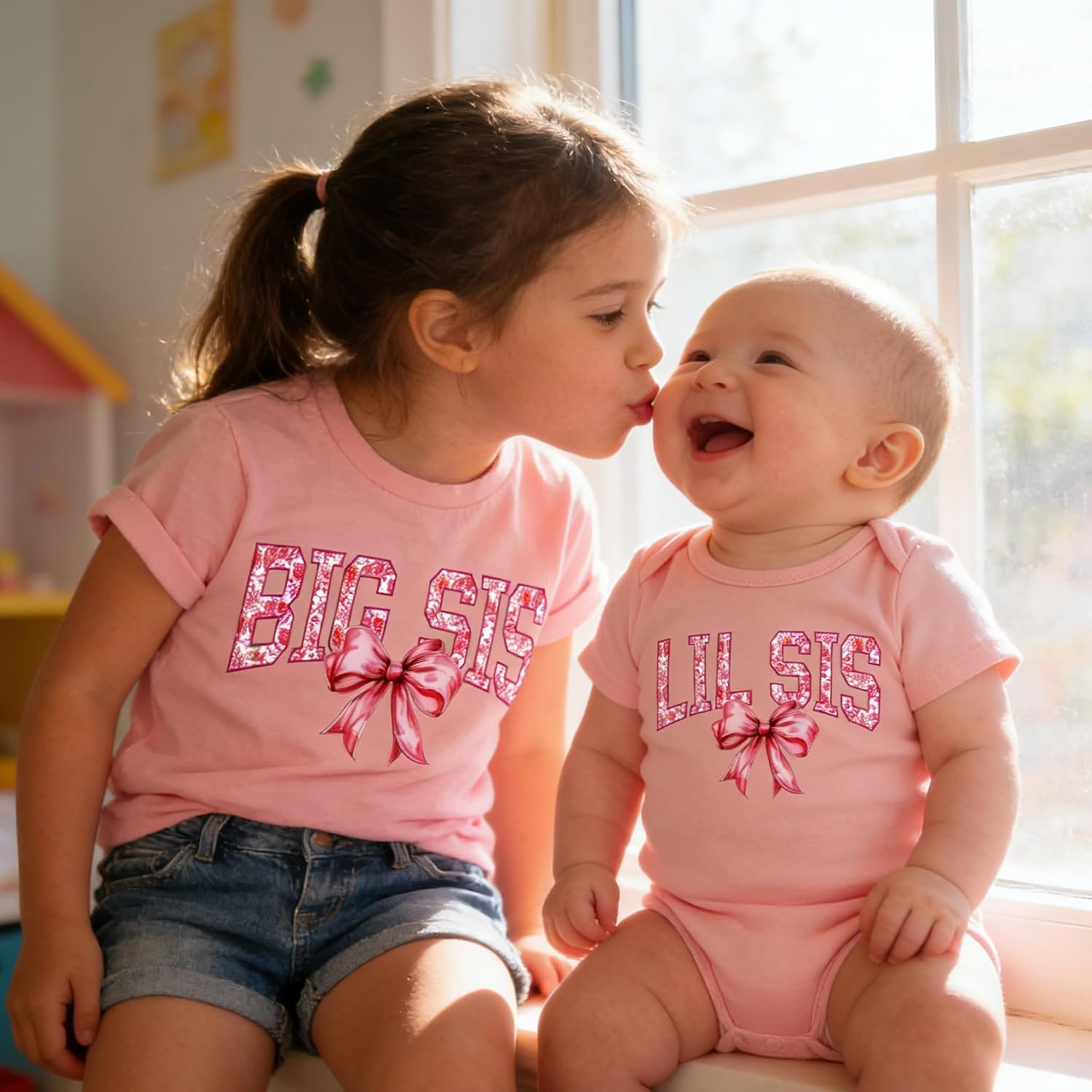 Funnycokid Big Sister Little Sister Matching Outfits Toddler Girl Shirt Newborn Clothes