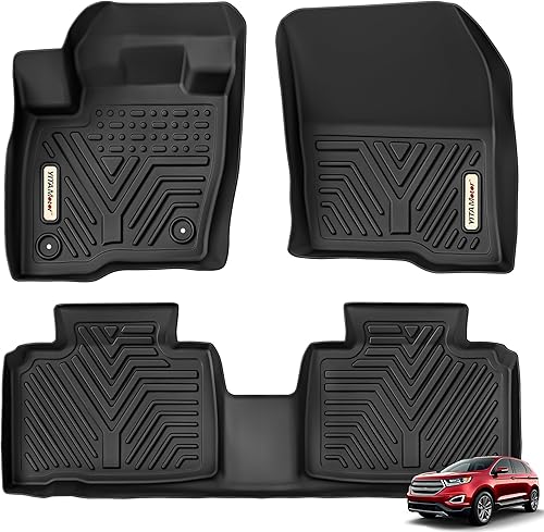 YITAMOTOR Alfombrillas de Piso Compatibles con Ford Edge 2015-2024, Forros de Piso de TPE Negro de Ajuste Personalizado 1ra y 2da Fila Protección