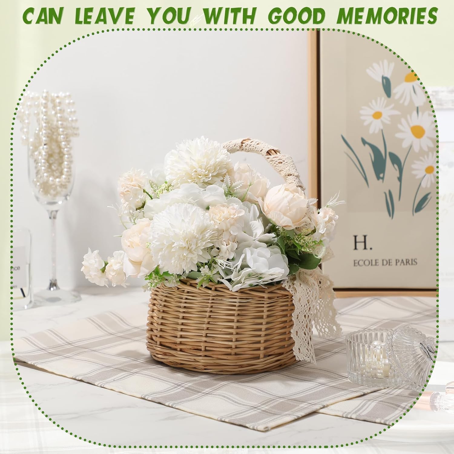 Tigeen Artificial Flowers Artificial Peonies Silk Flowers Faux Peony Fake Peony Silk Hydrangea Bouquet for Wedding Table Centerpiece Floral Vase Decor(Champagne White,12 Bundles) - Image 4