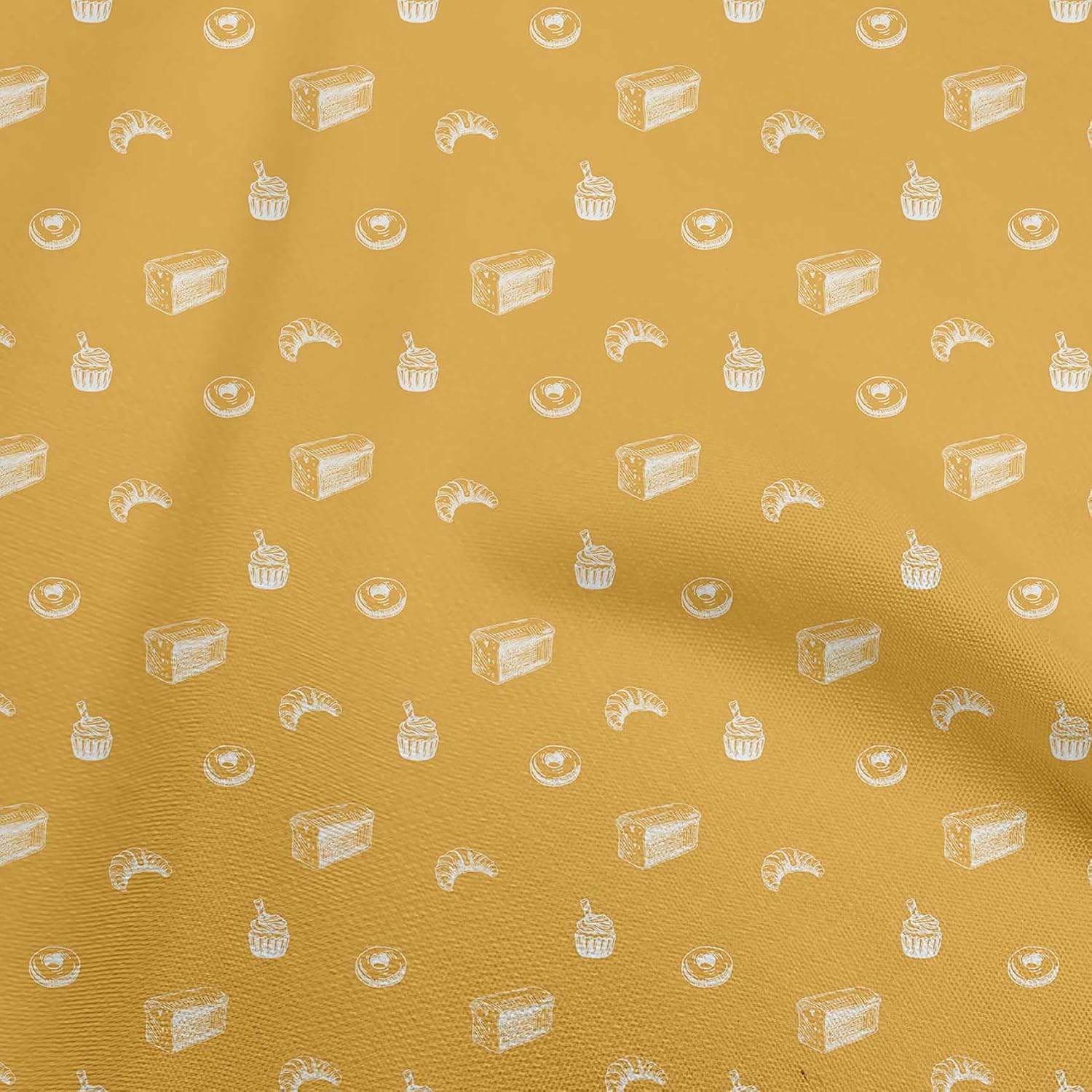 oneOone Polyester Spandex Yellow Fabric Food Dessert Craft Projects Decor Fabric Printed By The Yard 56 Inch Wide