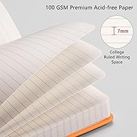 Vista 3 de RETTACY Cuaderno rayado, 192 páginas numeradas, tamaño A5 mediano (14.5 x 21 cm), para hombres y mujeres, para hacer diario, escritura, trabajo