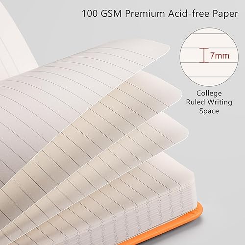 Vista 3 de RETTACY Cuaderno rayado, 192 páginas numeradas, tamaño mediano A5 (5.7 x 8.3 pulgadas), para hombres y mujeres, diario, escritura, trabajo