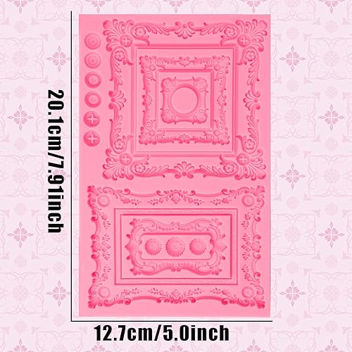 Miniatura 6 de Moldes para fondant con marco vintage, marco de espejo de estilo barroco, molde de silicona, marco de fotos, molde de chocolate, para boda,