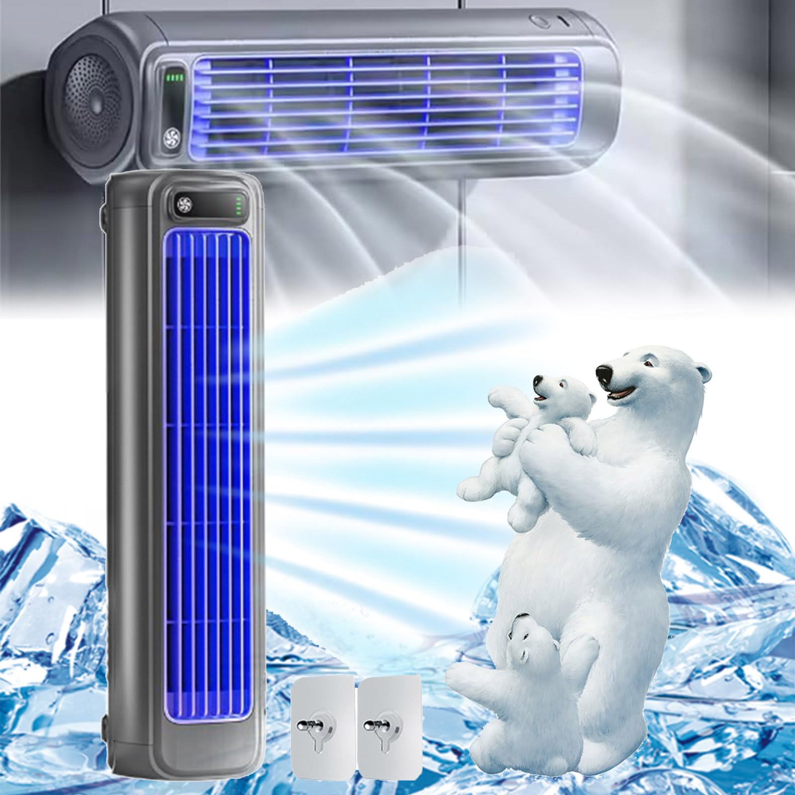 Scumlovy Ace Cooler Air Conditioner, 500 BTU/hr, Portable & Rechargeable, Evaporative Cooling, 3 Wind Speeds, for Room/Office/Kitchen (Rechargeable-Grey)