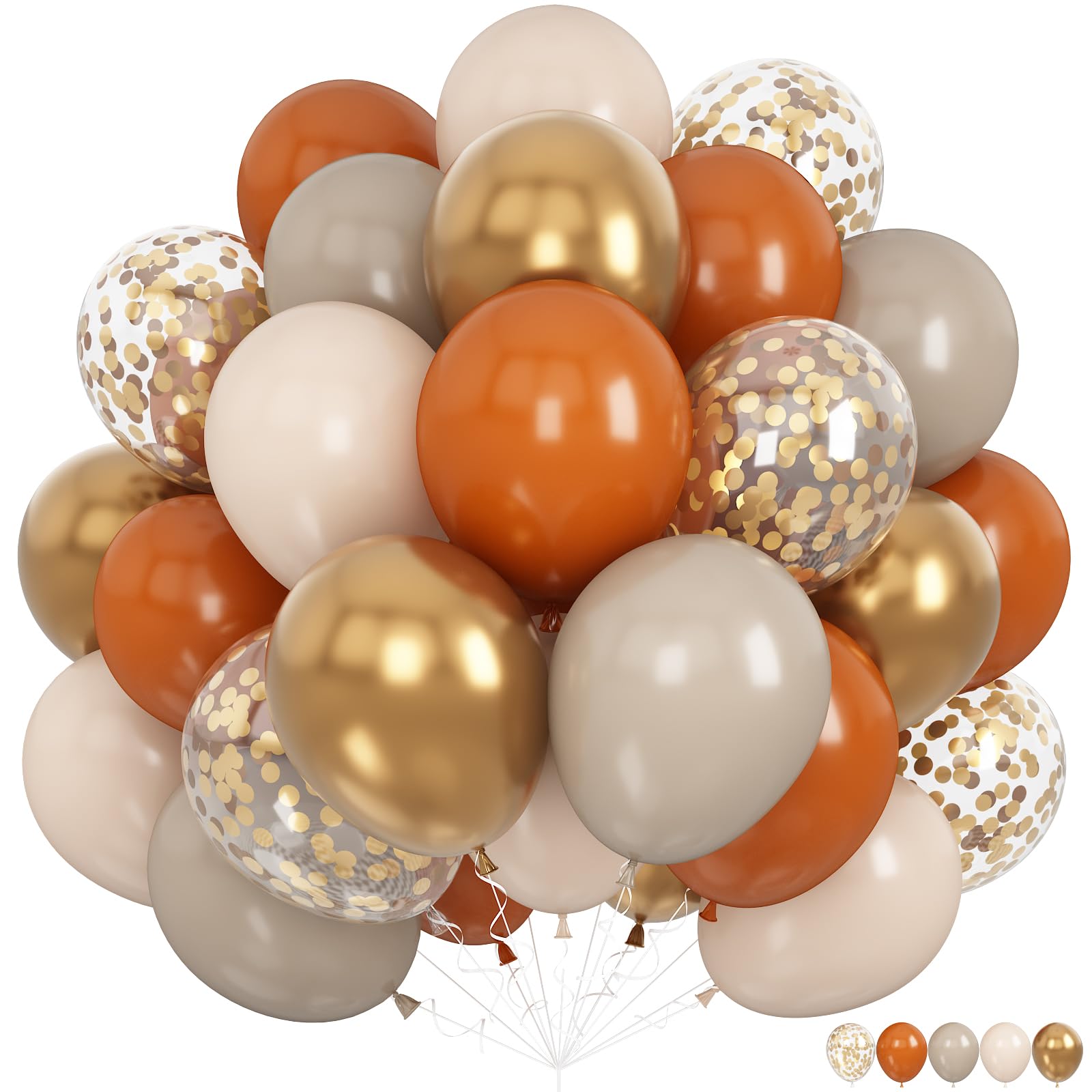 Burnt Orange Gold Balloons, 12 Inch Terracotta Nude Gold Balloon for Fall — image 1