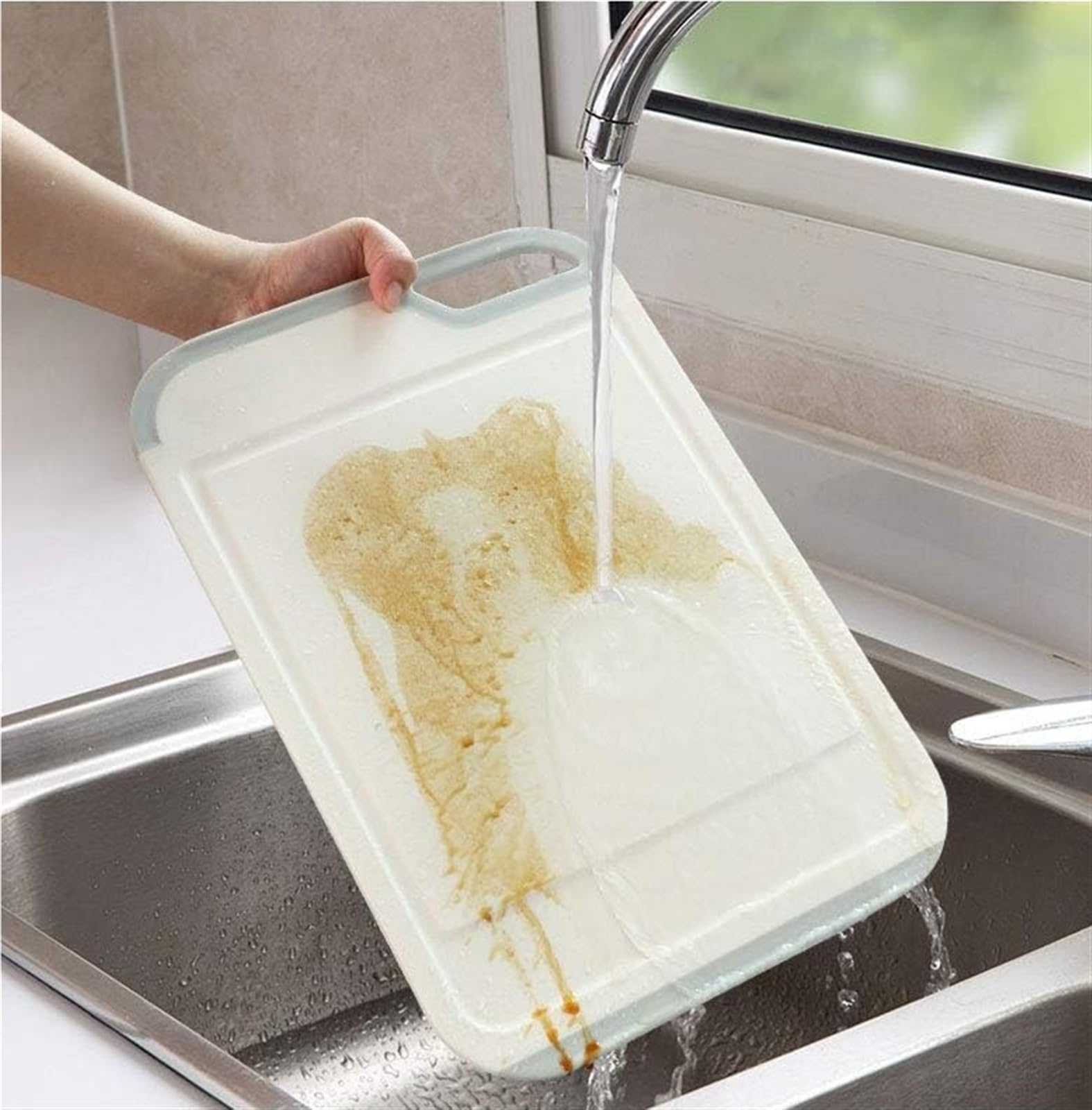 Tabla Cortar Cocina Tabla De Cortar Essentials De Cocina, Tabla De Cortar Reversible De Plástico, Pies Antideslizantes Con Ranuras Para Jugo Tabla De Cortar Para Verduras(M)