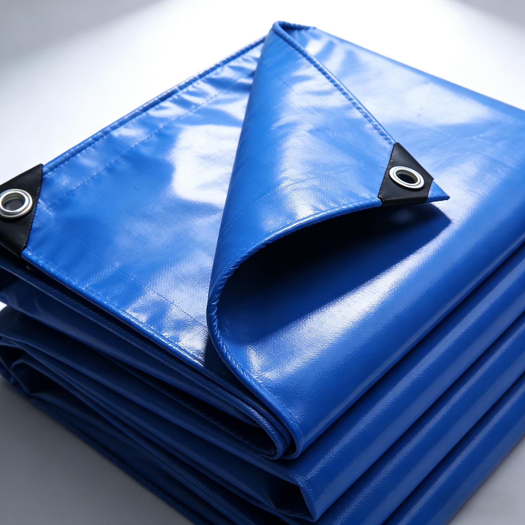 Gewebeplane Wasserdicht 180 x 190 cm Reißfest Wasserdicht mit Ösen & Kanten Wetterfest Uv-Beständig, Schimmelresistent Tarp Outdoor Abdeckplane für Outdoor-Bereich Garten, Blau