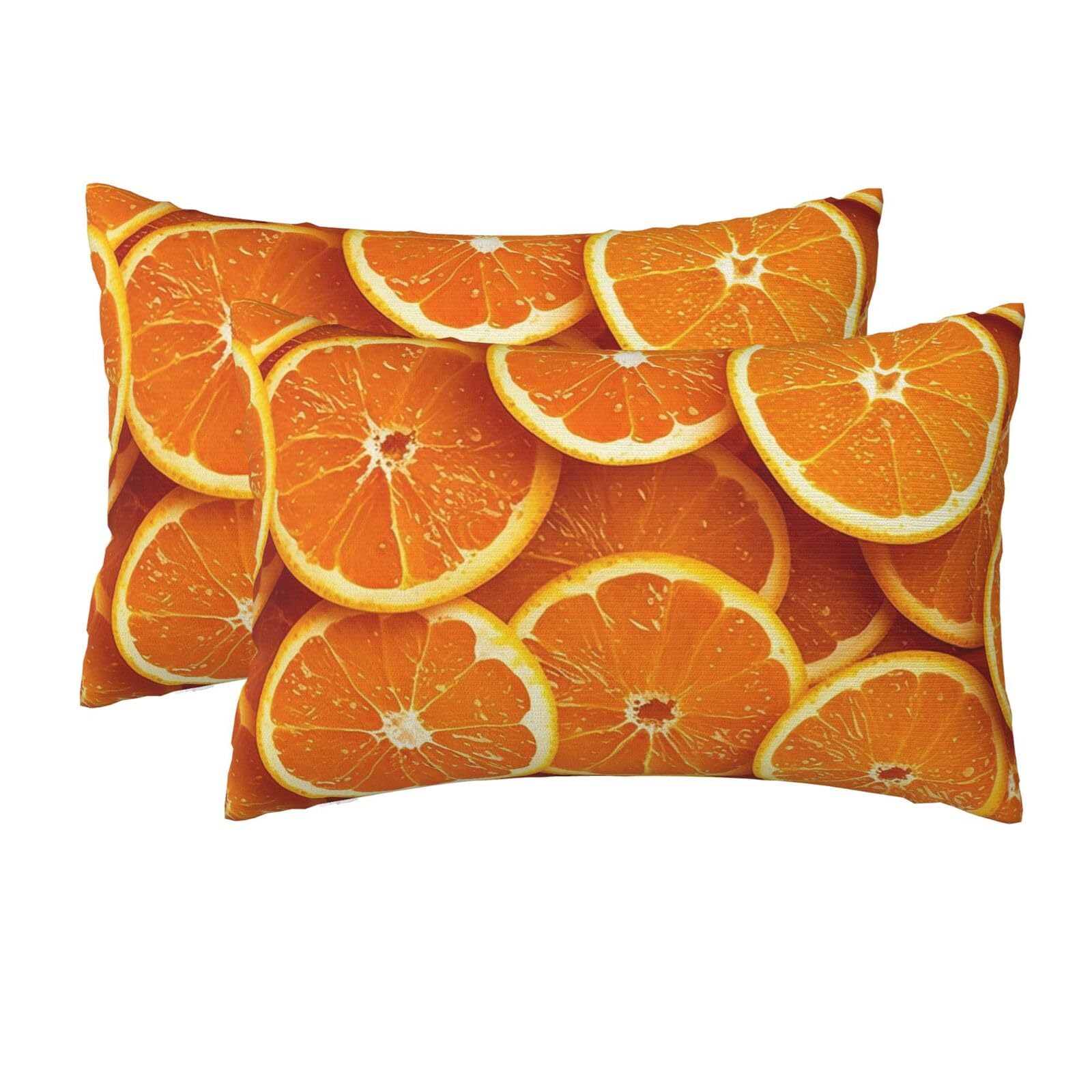 2 Pack Queen Size Pillow Cases for Hair and Skin Soft Breathable Pillow Case Covers with Hidden Zipper Orange Slices Pillowcase 20x30 Inches Pillow Cover for Sleeping Gift