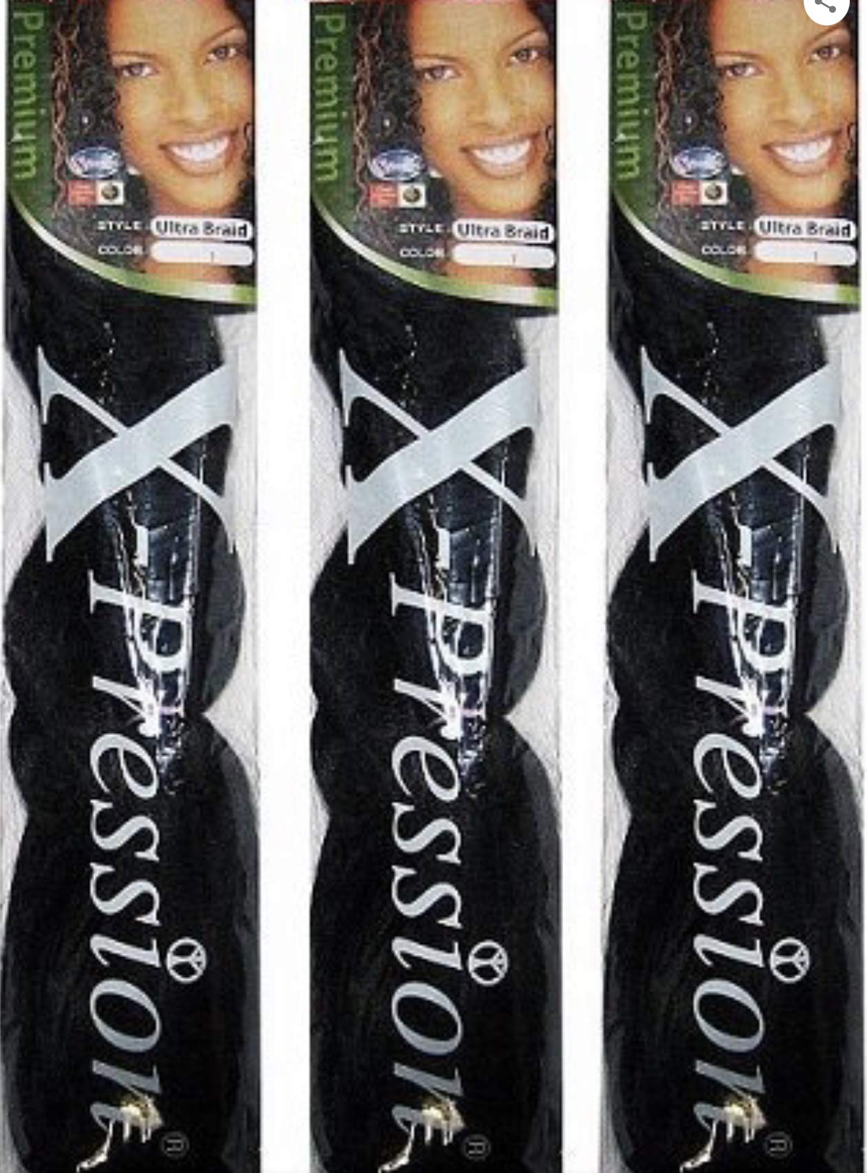 x-pression X ORIGINAL ULTRA BRAID, COLOR 1B (PACK OF 3)