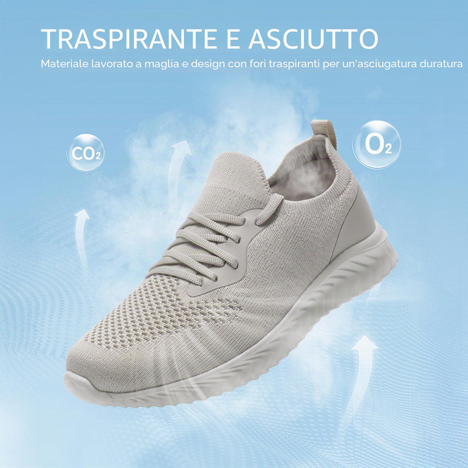 HKR Scarpe da basket da donna comode da corsa marcia sport casual fitness sneakers, grigio, 42 EU