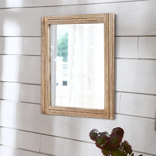 Miniatura 4 de AAZZKANG Espejos rústicos para pared, espejo rectangular con marco de madera de 20 x 16 pulgadas, espejo decorativo para dormitorio y baño