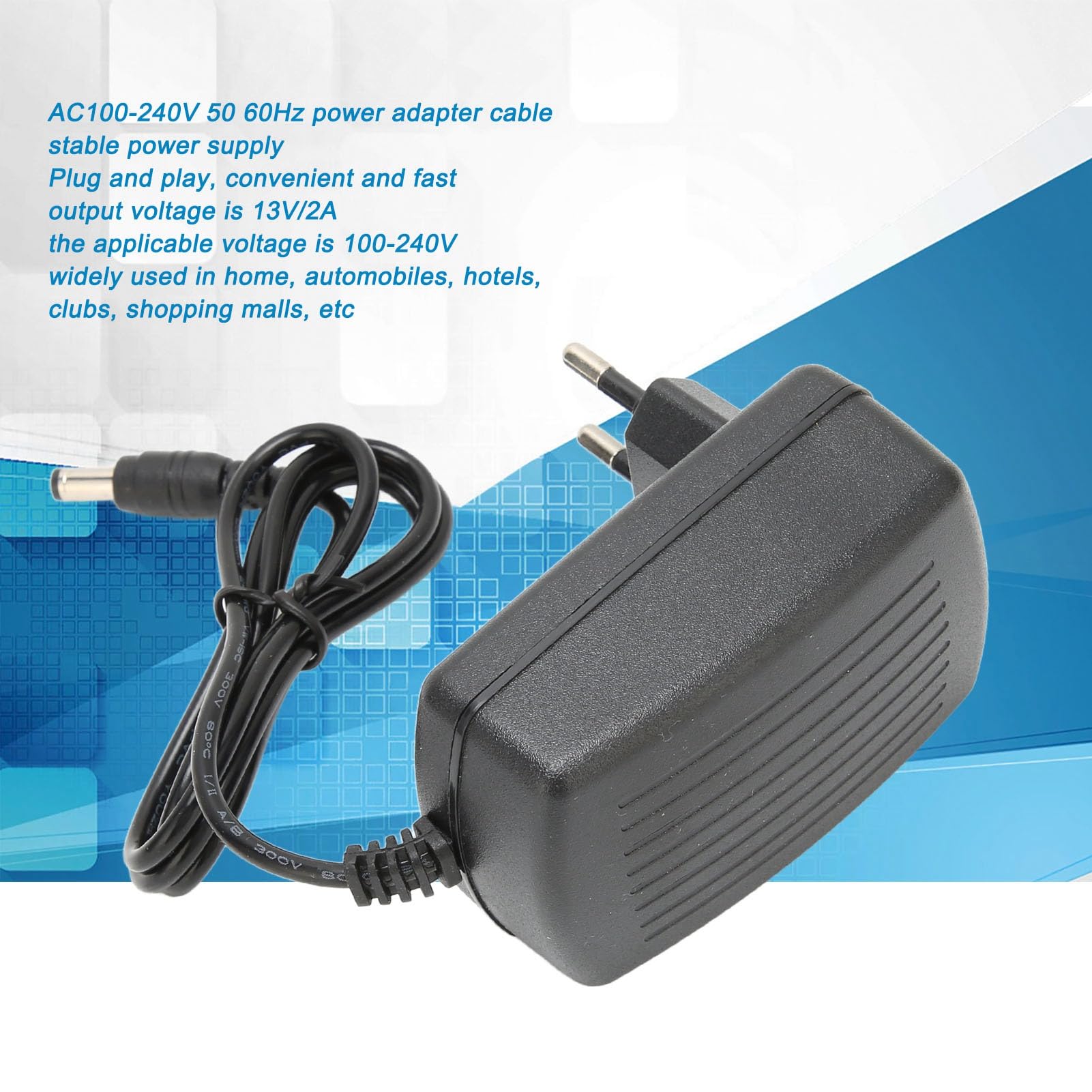 Cargador De Fuente De Alimentación 13V 2A Safe Plug And Play Adaptador De Fuente De Alimentación Reemplazo Del Cable De Carga Para El Hogar Automóviles Hoteles 100-240V(Regulaciones europeas)