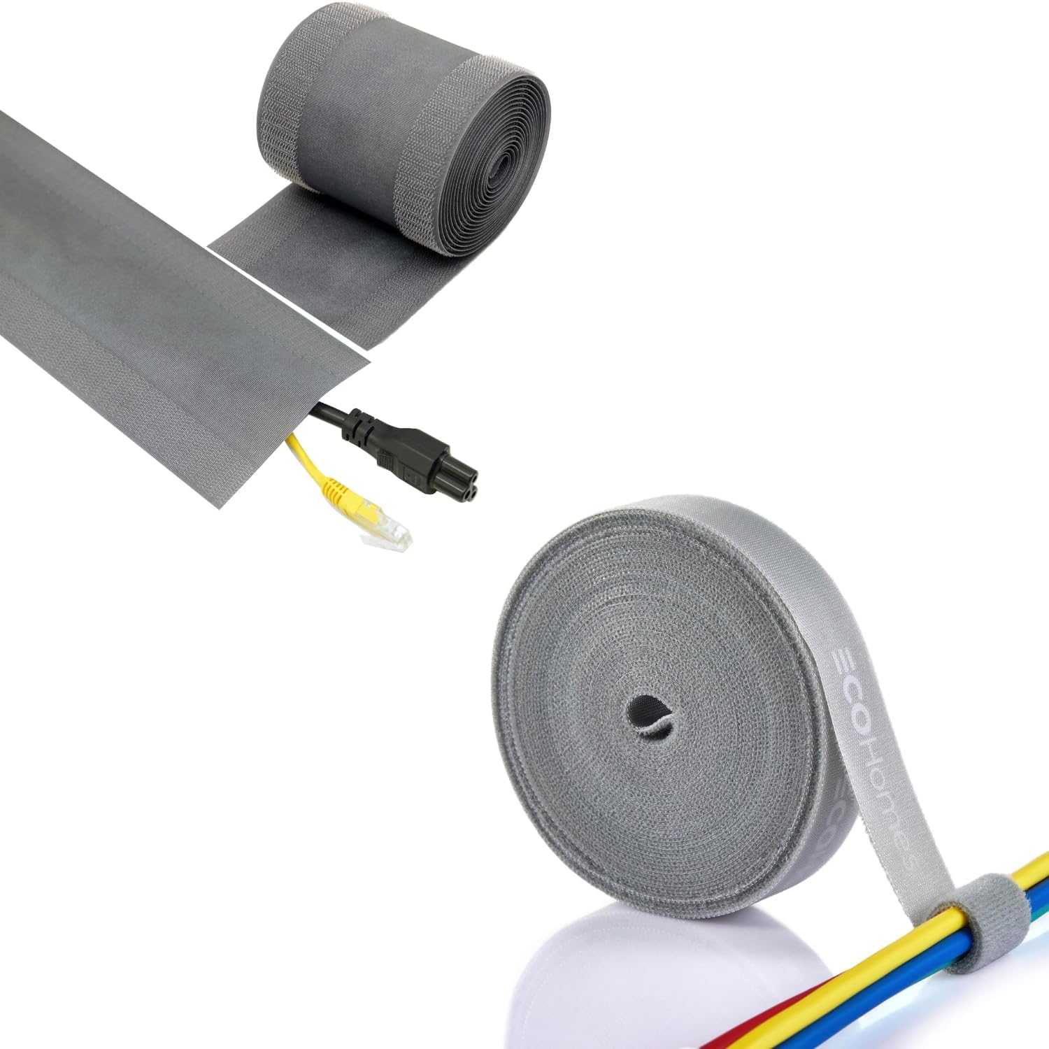 ECOHomes Bundle - 4 Inch x 30 FT Carpet Cord Cover + 1 Inch By 30 FT Cable Ties Wrap