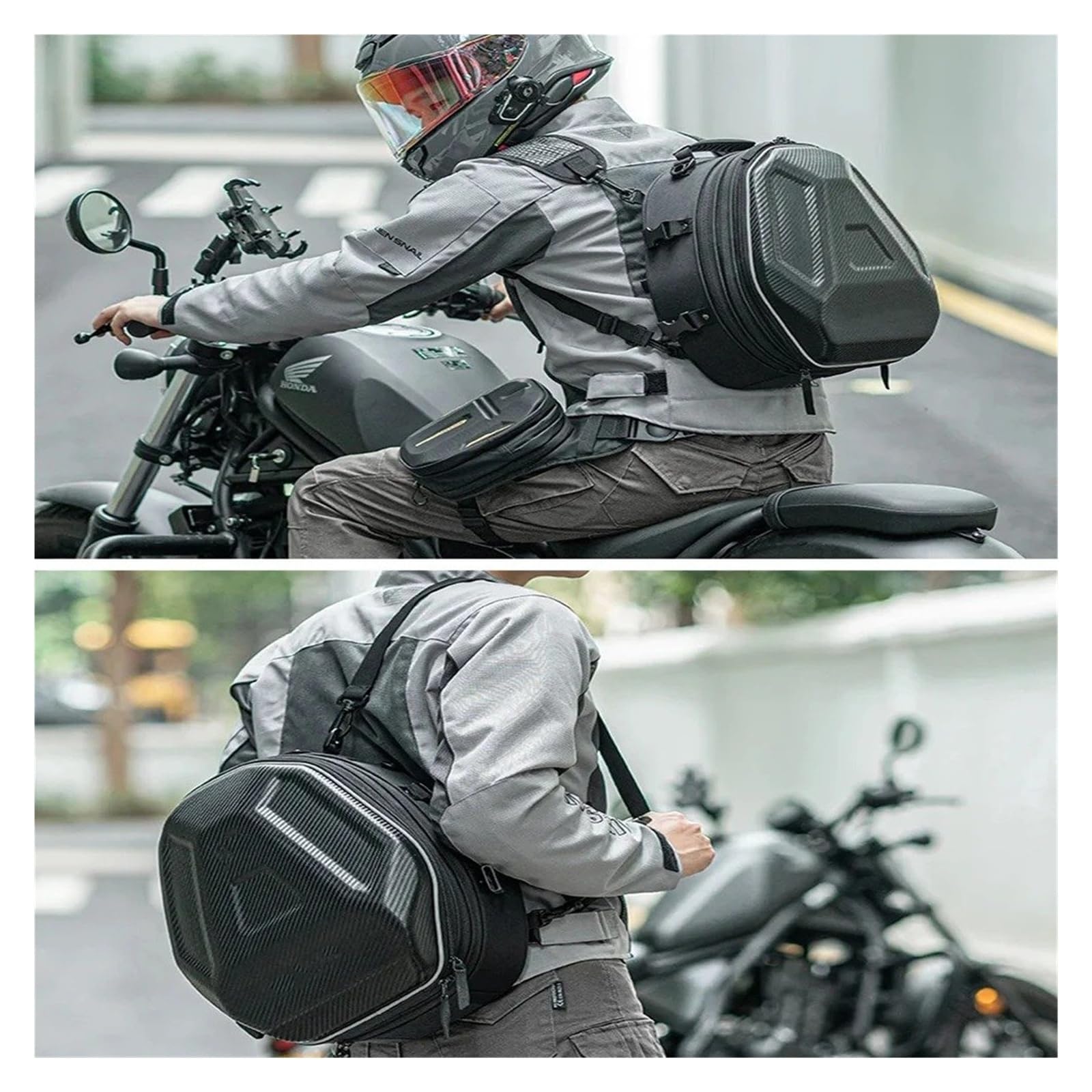 Borsa Per La Sella Della Moto Borsa A Tracolla Da Equitazione Grande Capacità Da 35 Litri Borsa Riflettente Sedile Posteriore Borsa Per Casco Borsa A Mano(Helmet bag)