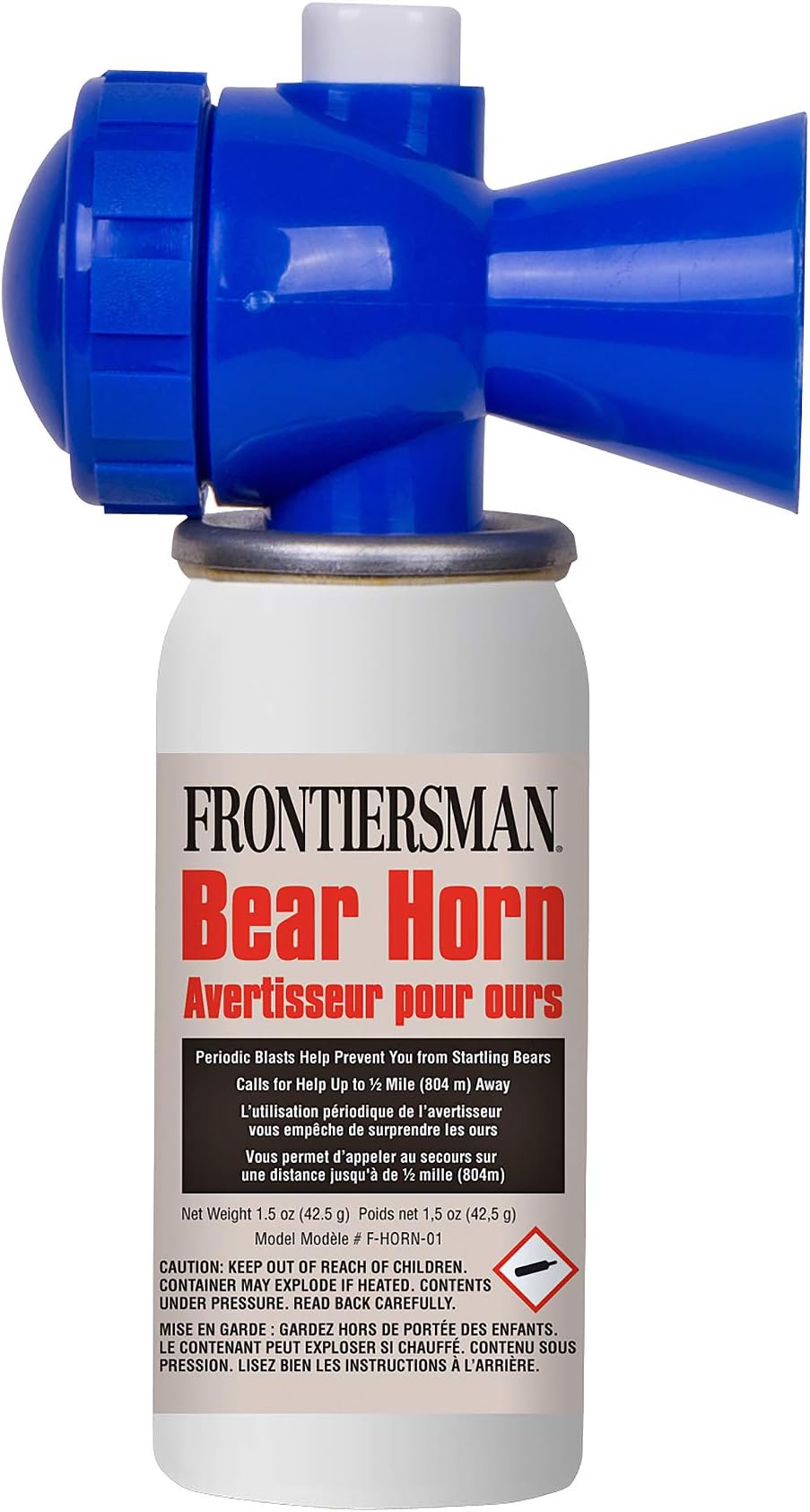 SABRE Frontiersman Bear Horn, Extremely Loud 130dB Sound Heard Up to ยฝ Mile (805 m) Away, 60 1/4-Second Bursts, Warn Bears & Give Them a Chance to Leave, On/Off Feature, Compact Size for Easy Carry