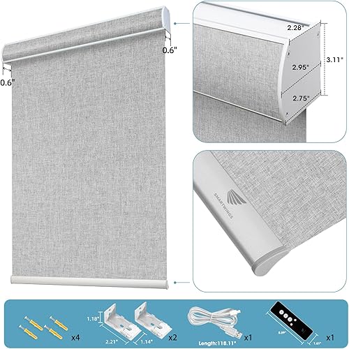 Miniatura 8 de SmartWings Persiana motorizada compatible con Homekit con rosca, persianas inteligentes 100% opacas con control remoto, persiana enrollable