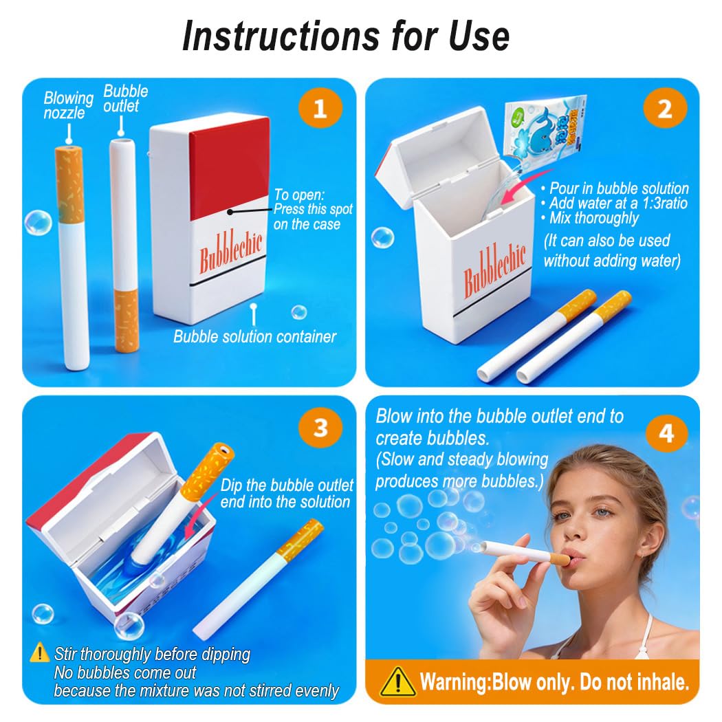 cigarette box bubble blower HighPeak Fake Toy Realistic Prank w/ Bubble SummerVibes Bubble Cigarette Blowing Stress-Relief