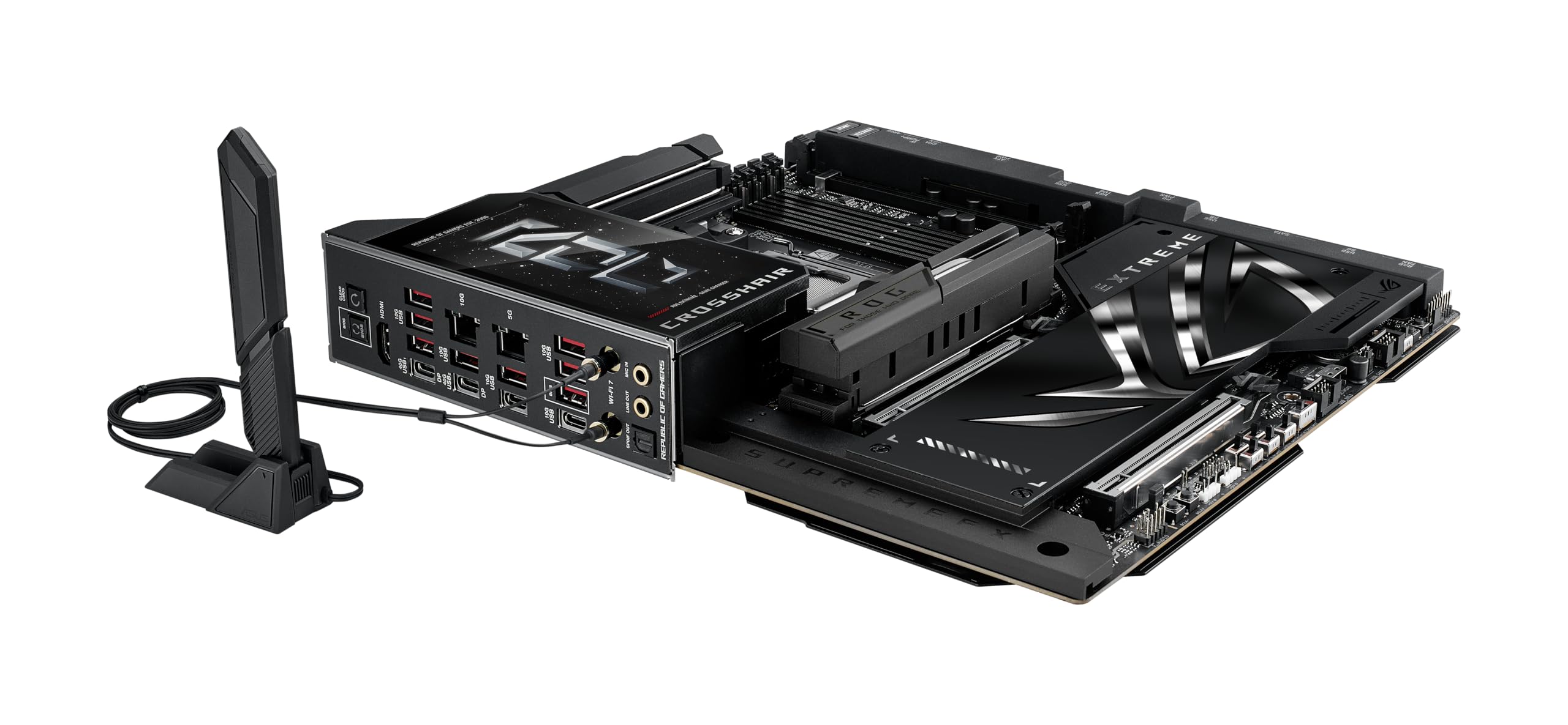 ASUS ROG Crosshair X870E Extreme AMD X870E AM5 E-ATX - Placa base para juegos, 20+2+2 etapas de potencia, DDR5, PCIe 5.0, 5X M.2, 5G y 10G LAN, Wi-Fi 7, USB4 Type-C, LCD de 5 pulgadas, overclocking AI