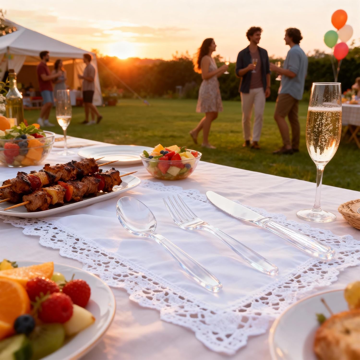 400 Count Clear Plastic Silverware, Extra Heavy Duty Plastic Utensils Set Includes 160 Forks, 160 Spoons and 80 Knives, BPA-Free and Heat Resistant Disposable Cutlery for Party and Daily Use - Image 7