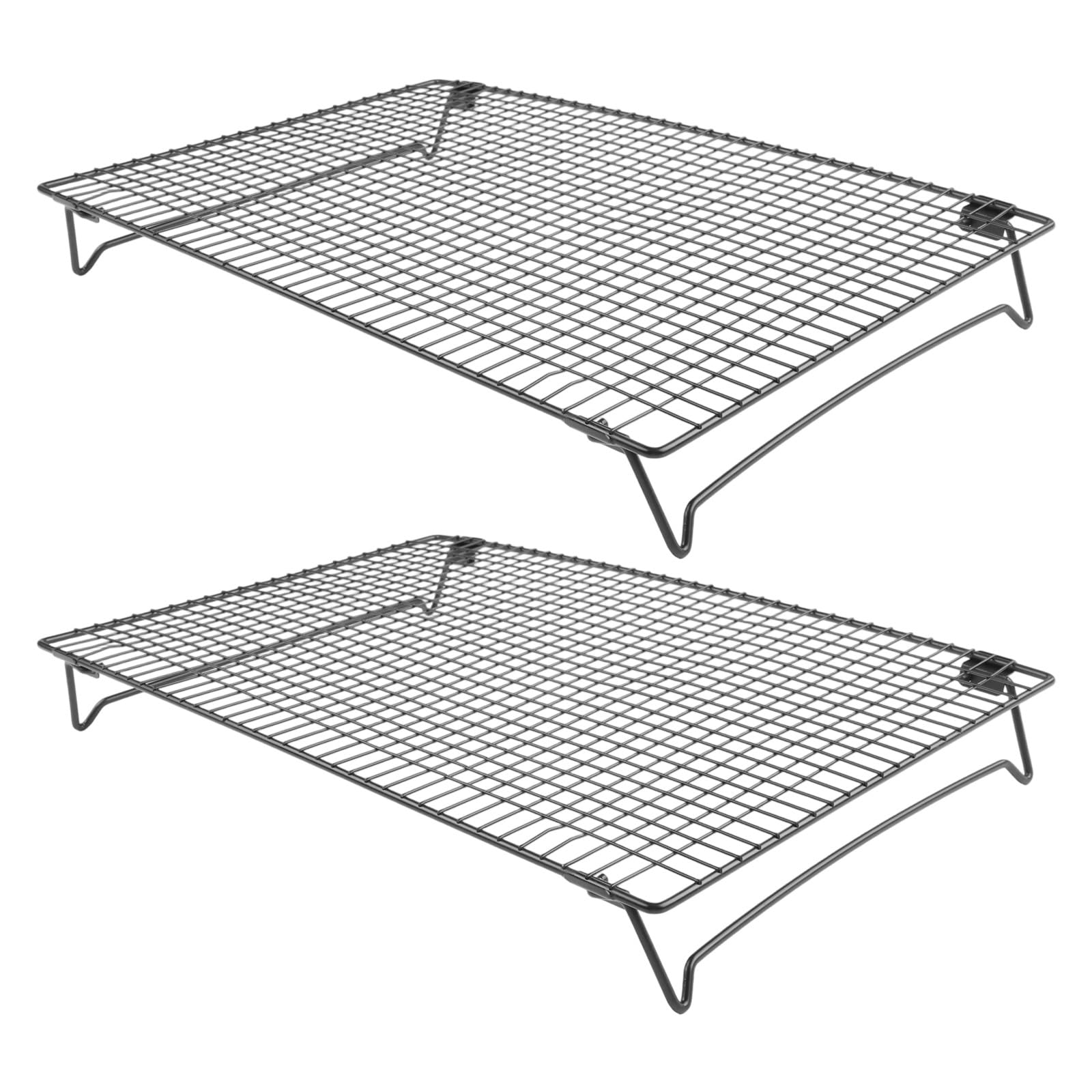 2 rejillas plegables de acero inoxidable para hornear pan y asar carne, limpio, para negro, 34 x 243 x 54 cm