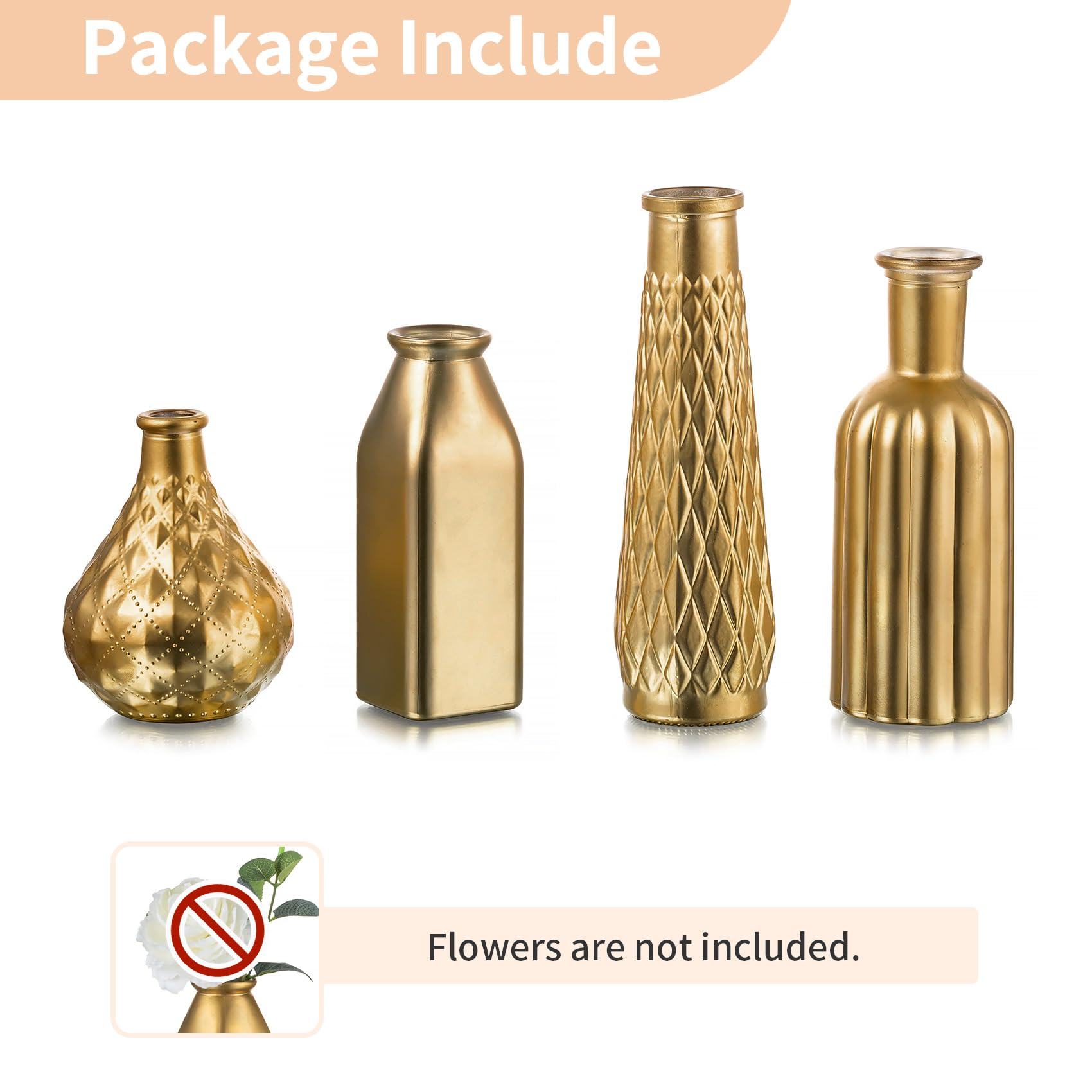 NUPTIO Glazen Knop Vaas Goud: Set van 6 Bloemen Kleine Vazen Bulk Kleine Gouden Vaas voor Bruiloft Tafel Centrepiece Verjaardagsfeest Decoraties