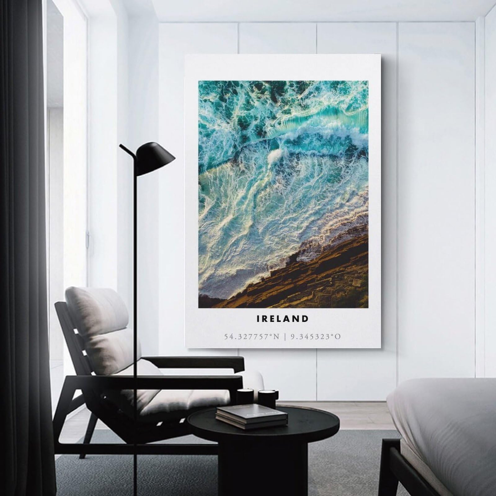 Junmoney Canvas Art Print Ireland Coastline Aerial, 20x30inch(50x75cm), for Calm Bedrooms, Home Corners Or Flats, A Warm Accent for Relaxed Interiors